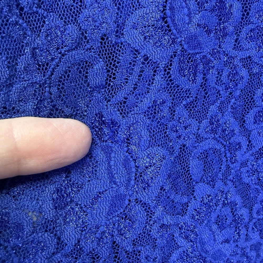 Vintage Dialogue Woman's Lace Blouse Cardigan Size L Royal Blue Feminine Layer‎ - Picture 10 of 12